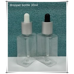 方形 PET30ML滴管瓶 鍍銀旋蓋，黑白膠頭，大量現(xiàn)貨