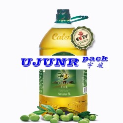 5L橄欖油桶裝貼標(biāo)機-全自動旋轉(zhuǎn)式不干膠大圓瓶貼標(biāo)機